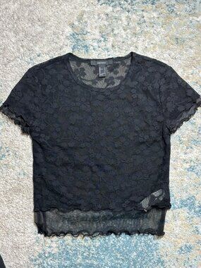 Forever 21 Black Lace Crop Top - Size S